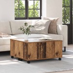 vidaXL Masă de cafea cu roata Lemn vechi 75 x 75 x 38 cm Lemn compozit vidaXL Masă de cafea cu roata Lemn vechi 75 x 75 x 38 cm Lemn compozit