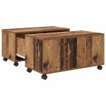 vidaXL Masă de cafea cu roata Lemn vechi 75 x 75 x 38 cm Lemn compozit vidaXL Masă de cafea cu roata Lemn vechi 75 x 75 x 38 cm Lemn compozit