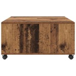 vidaXL Masă de cafea cu roata Lemn vechi 75 x 75 x 38 cm Lemn compozit vidaXL Masă de cafea cu roata Lemn vechi 75 x 75 x 38 cm Lemn compozit