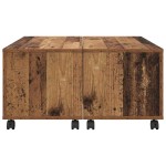 vidaXL Masă de cafea cu roata Lemn vechi 75 x 75 x 38 cm Lemn compozit vidaXL Masă de cafea cu roata Lemn vechi 75 x 75 x 38 cm Lemn compozit