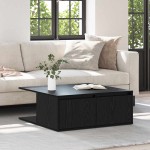 vidaXL Masă de cafea Stejar negru 80 x 80 x 31 cm Lemn compozit vidaXL Masă de cafea Stejar negru 80 x 80 x 31 cm Lemn compozit