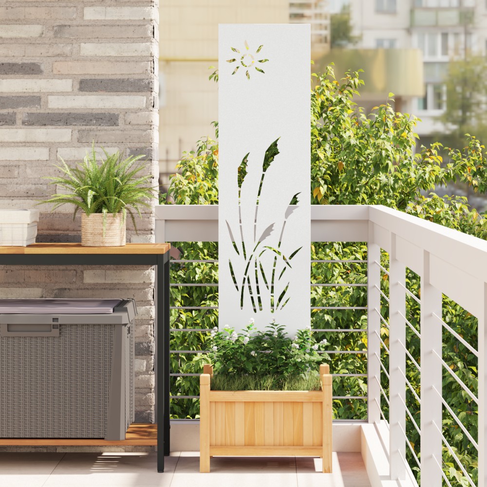 vidaXL Panou Decorativ de Grădină Alb 32 x 140 cm Oțel laminat la rece