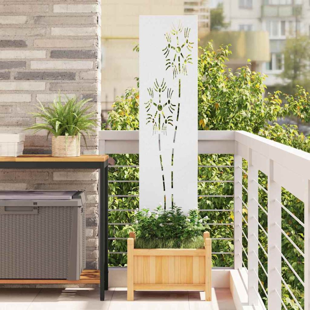 vidaXL Panou Decorativ de Grădină Alb 32 x 140 cm Oțel laminat la rece