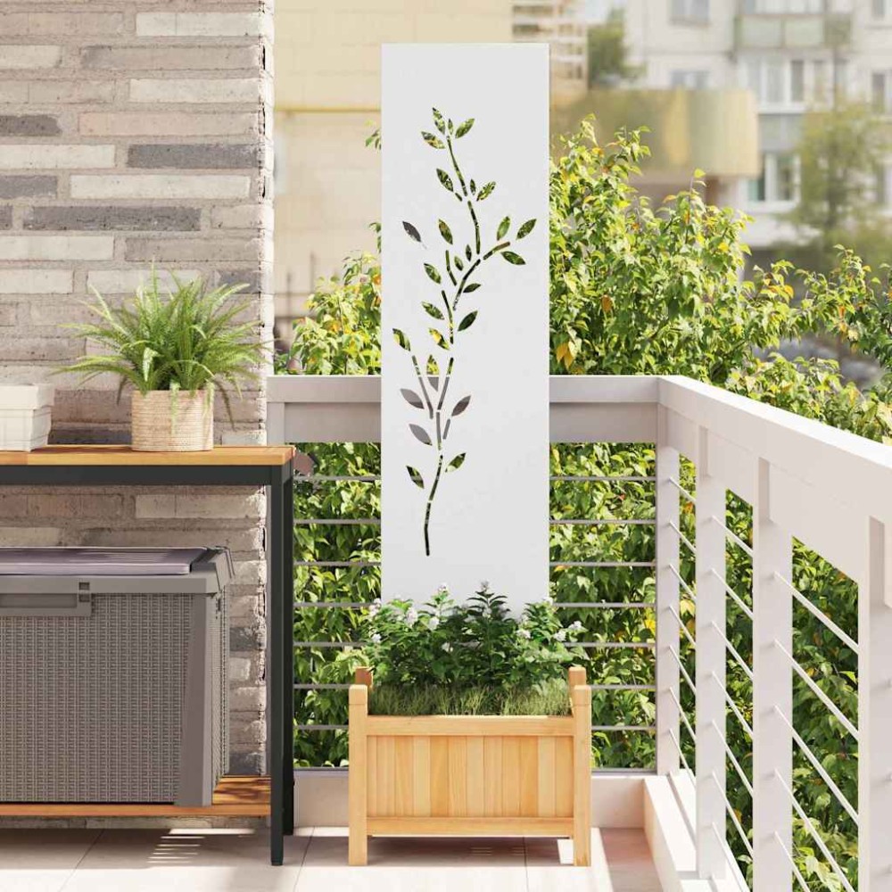 vidaXL Panou Decorativ de Grădină Alb 32 x 140 cm Oțel laminat la rece