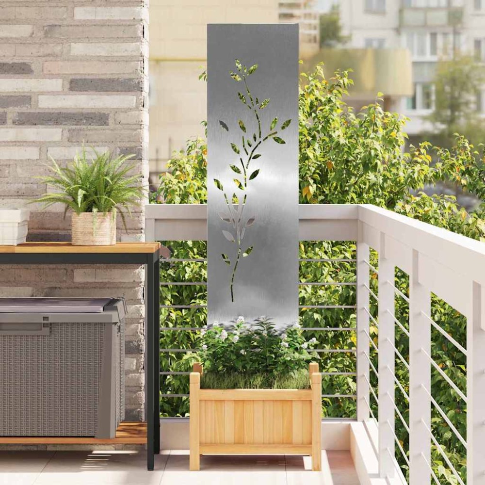 vidaXL Panou Decorativ de Grădină Argintiu 32 x 140 cm Oțel inoxidabil