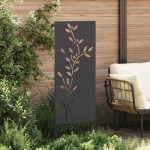 vidaXL Ecran de intimitate pentru grădină Floral Negru 50 x 140 cm