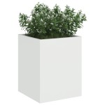 vidaXL Vază pentru Grădină Alb 32 x 32 x 40 cm Oțel laminat la rece
