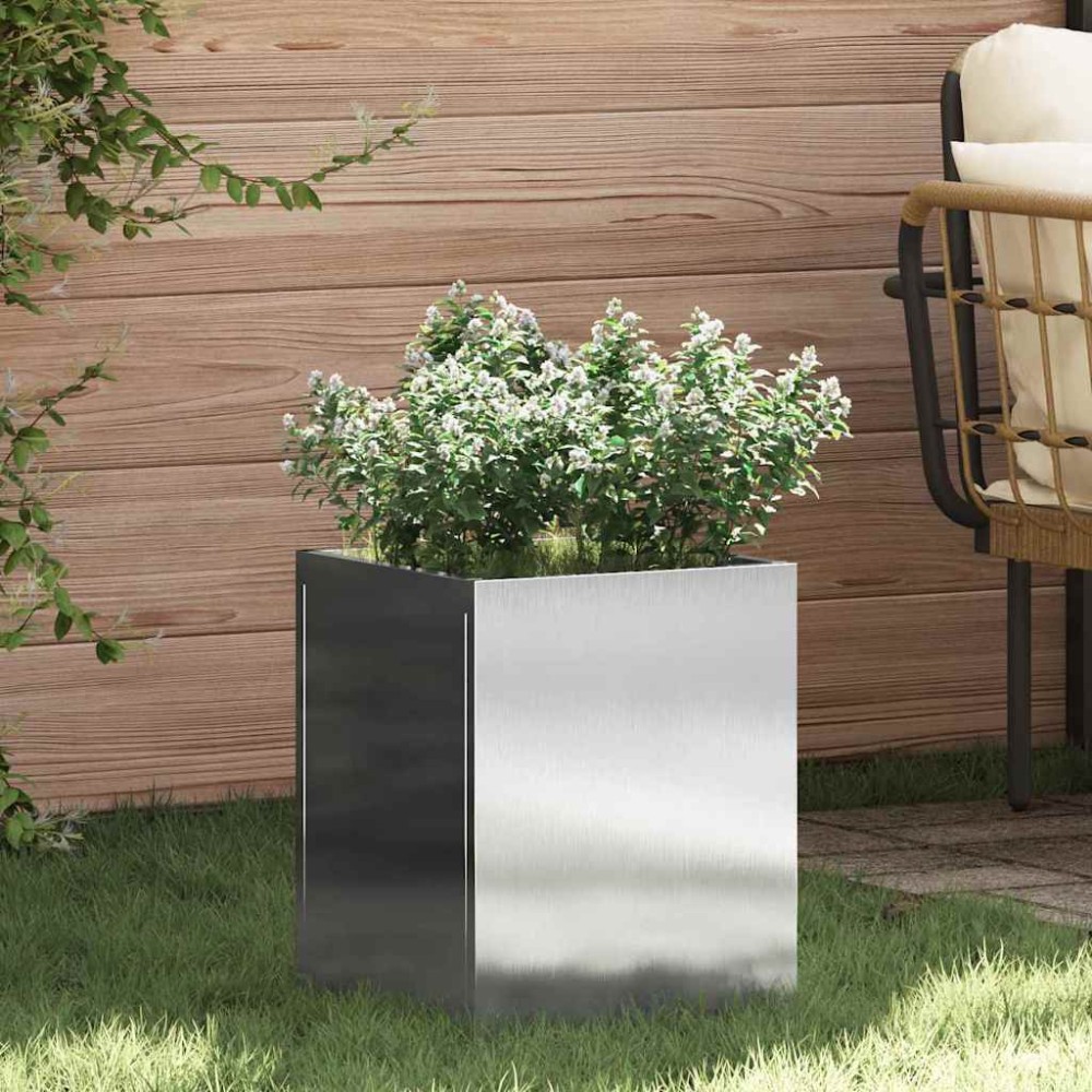 vidaXL Vază pentru Grădină Argintiu 50 x 32 x 40 cm Oțel inoxidabil