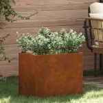 vidaXL Vază pentru Grădină Maro 50 x 32 x 40 cm Oțel Vechi vidaXL Vază pentru Grădină Maro 50 x 32 x 40 cm Oțel Vechi
