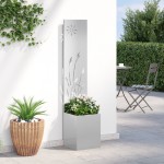 vidaXL Ghiveci de Grădină cu Panou Decorativ Argintiu 32 x 140 cm vidaXL Ghiveci de Grădină cu Panou Decorativ Argintiu 32 x 140 cm