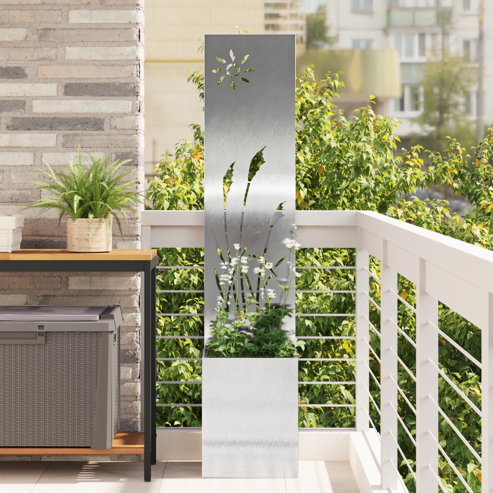 vidaXL Ghiveci de Grădină cu Panou Decorativ Argintiu 32 x 140 cm