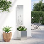 vidaXL Ghiveci de Grădină cu Panou Decorativ Argintiu 32 x 140 cm vidaXL Ghiveci de Grădină cu Panou Decorativ Argintiu 32 x 140 cm