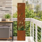 vidaXL Ghiveci de Grădină cu Panou Decorativ Ruginit 32 x 140 cm vidaXL Ghiveci de Grădină cu Panou Decorativ Ruginit 32 x 140 cm