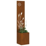 vidaXL Ghiveci de Grădină cu Panou Decorativ Ruginit 32 x 140 cm vidaXL Ghiveci de Grădină cu Panou Decorativ Ruginit 32 x 140 cm