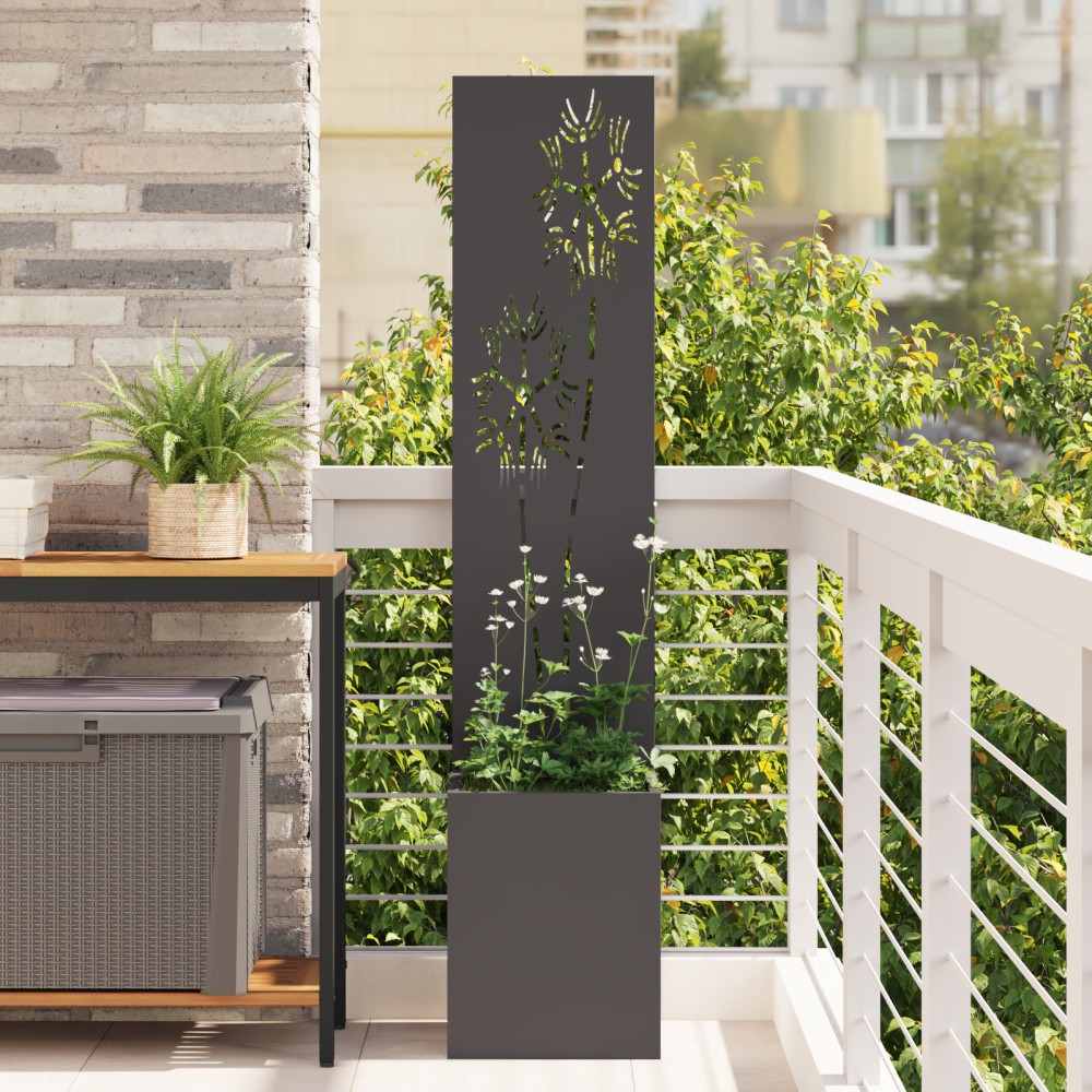 vidaXL Ghiveci de Grădină cu Panou Decorativ Negru 32 x 140 cm