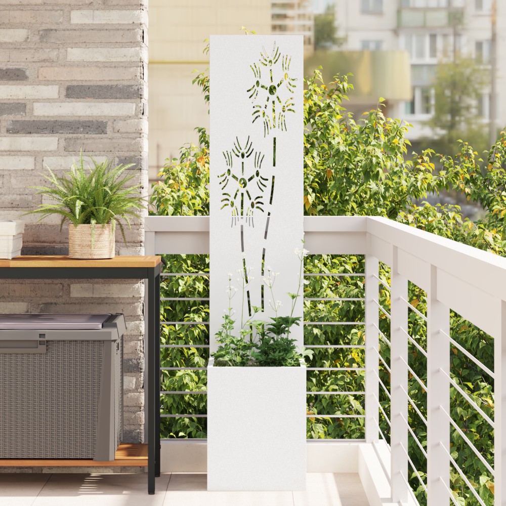 vidaXL Ghiveci de Grădină cu Panou Decorativ Alb 32 x 140 cm