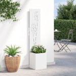 vidaXL Ghiveci de Grădină cu Panou Decorativ Alb 32 x 140 cm vidaXL Ghiveci de Grădină cu Panou Decorativ Alb 32 x 140 cm