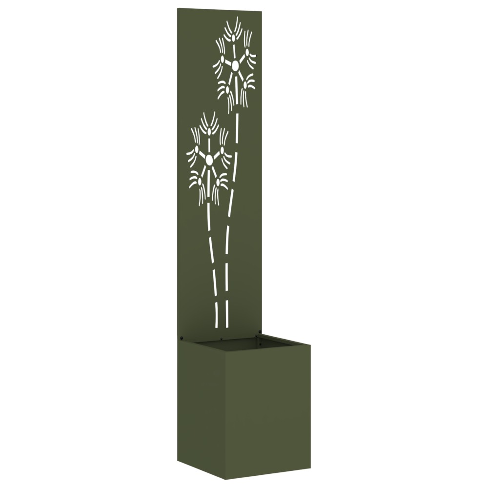 vidaXL Ghiveci de Grădină cu Panou Decorativ Verde oliv 32 x 140 cm