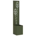 vidaXL Ghiveci de Grădină cu Panou Decorativ Verde oliv 32 x 140 cm