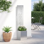 vidaXL Ghiveci de Grădină cu Panou Decorativ Argintiu 32 x 140 cm vidaXL Ghiveci de Grădină cu Panou Decorativ Argintiu 32 x 140 cm