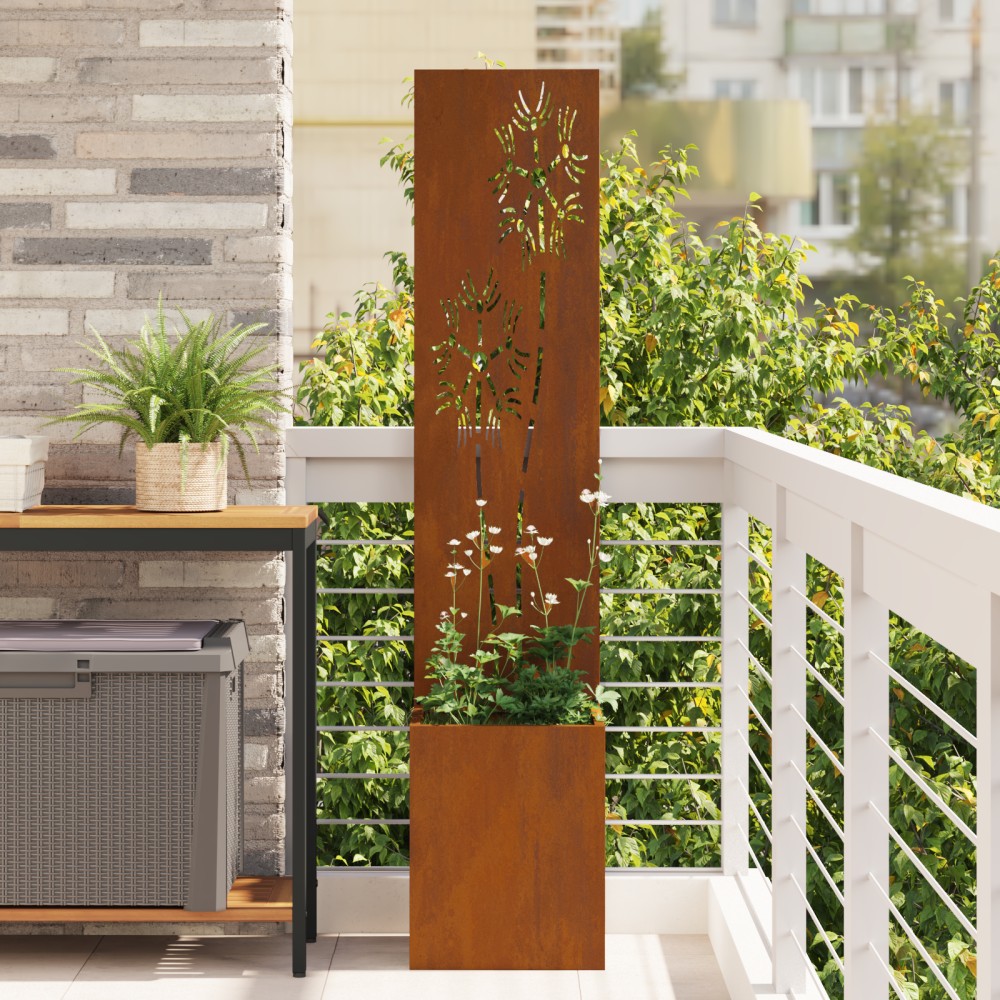 vidaXL Ghiveci de Grădină cu Panou Decorativ Ruginit 32 x 140 cm