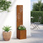 vidaXL Ghiveci de Grădină cu Panou Decorativ Ruginit 32 x 140 cm vidaXL Ghiveci de Grădină cu Panou Decorativ Ruginit 32 x 140 cm