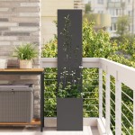 vidaXL Ghiveci de Grădină cu Panou Decorativ Negru 32 x 140 cm vidaXL Ghiveci de Grădină cu Panou Decorativ Negru 32 x 140 cm