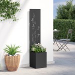 vidaXL Ghiveci de Grădină cu Panou Decorativ Negru 32 x 140 cm vidaXL Ghiveci de Grădină cu Panou Decorativ Negru 32 x 140 cm