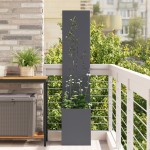 vidaXL Ghiveci de Grădină cu Panou Decorativ Antracit 32 x 140 cm vidaXL Ghiveci de Grădină cu Panou Decorativ Antracit 32 x 140 cm