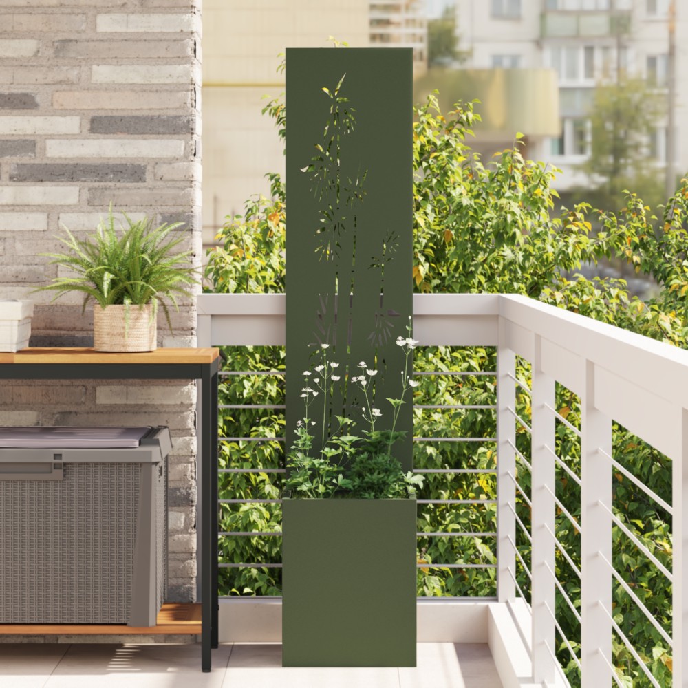 vidaXL Ghiveci de Grădină cu Panou Decorativ Olivengrønn 32 x 140 cm