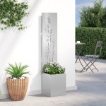 vidaXL Ghiveci de Grădină cu Panou Decorativ Argintiu 32 x 140 cm
