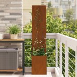 vidaXL Ghiveci de Grădină cu Panou Decorativ Ruginit 32 x 140 cm vidaXL Ghiveci de Grădină cu Panou Decorativ Ruginit 32 x 140 cm