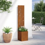 vidaXL Ghiveci de Grădină cu Panou Decorativ Ruginit 32 x 140 cm vidaXL Ghiveci de Grădină cu Panou Decorativ Ruginit 32 x 140 cm