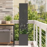 vidaXL Ghiveci de Grădină cu Panou Decorativ Negru 32 x 140 cm vidaXL Ghiveci de Grădină cu Panou Decorativ Negru 32 x 140 cm