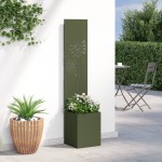 vidaXL Ghiveci de Grădină cu Panou Decorativ Olivengrønn 32 x 140 cm vidaXL Ghiveci de Grădină cu Panou Decorativ Olivengrønn 32 x 140 cm