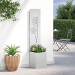 vidaXL Ghiveci de Grădină cu Panou Decorativ Argintiu 32 x 140 cm vidaXL Ghiveci de Grădină cu Panou Decorativ Argintiu 32 x 140 cm