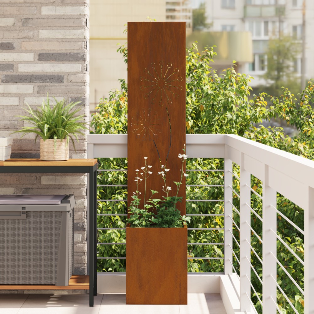 vidaXL Ghiveci de Grădină cu Panou Decorativ Ruginit 32 x 140 cm