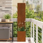 vidaXL Ghiveci de Grădină cu Panou Decorativ Ruginit 32 x 140 cm vidaXL Ghiveci de Grădină cu Panou Decorativ Ruginit 32 x 140 cm