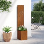 vidaXL Ghiveci de Grădină cu Panou Decorativ Ruginit 32 x 140 cm vidaXL Ghiveci de Grădină cu Panou Decorativ Ruginit 32 x 140 cm