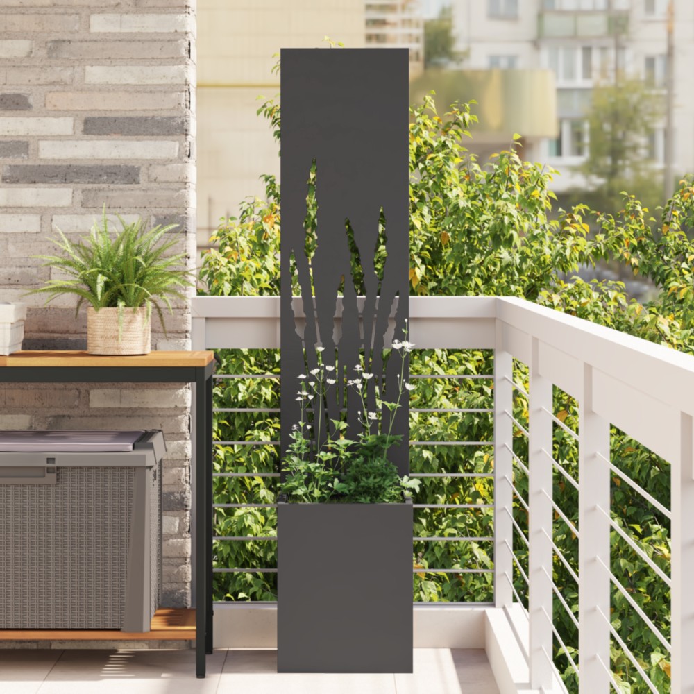 vidaXL Ghiveci de Grădină cu Panou Decorativ Negru 32 x 140 cm