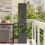 vidaXL Ghiveci de Grădină cu Panou Decorativ Negru 32 x 140 cm vidaXL Ghiveci de Grădină cu Panou Decorativ Negru 32 x 140 cm