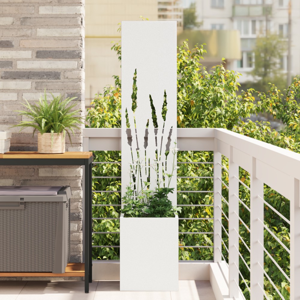 vidaXL Ghiveci de Grădină cu Panou Decorativ Alb 32 x 140 cm