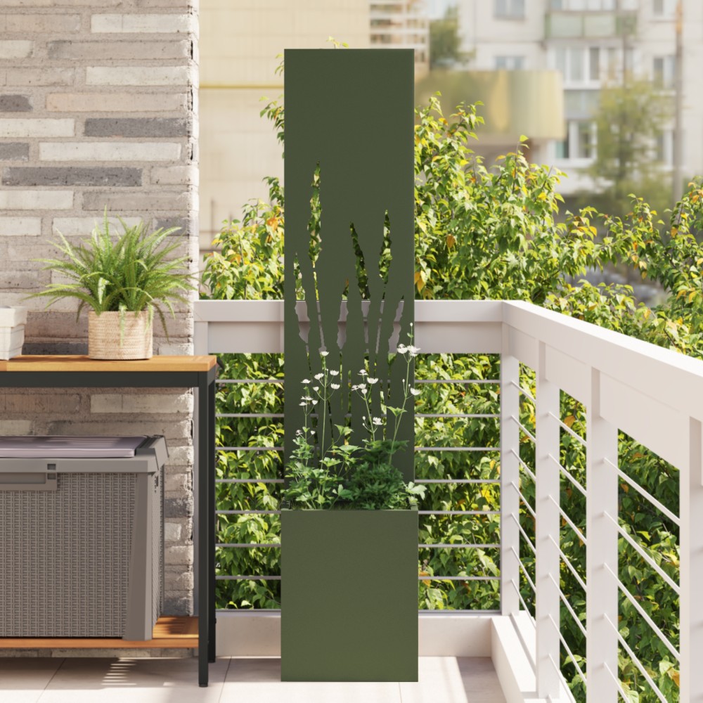 vidaXL Ghiveci de Grădină cu Panou Decorativ Olivengrønn 32 x 140 cm