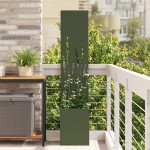 vidaXL Ghiveci de Grădină cu Panou Decorativ Olivengrønn 32 x 140 cm vidaXL Ghiveci de Grădină cu Panou Decorativ Olivengrønn 32 x 140 cm
