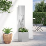 vidaXL Ghiveci de Grădină cu Panou Decorativ Argintiu 32 x 140 cm vidaXL Ghiveci de Grădină cu Panou Decorativ Argintiu 32 x 140 cm
