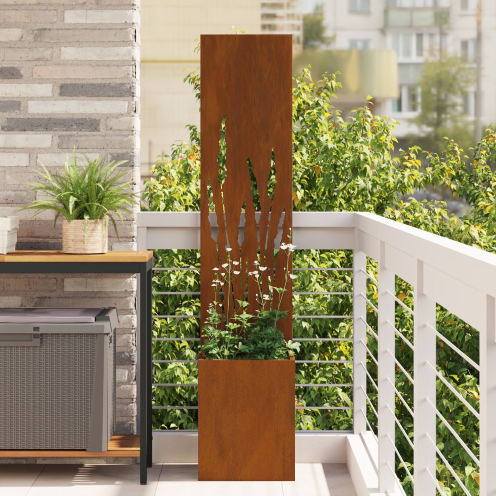 vidaXL Ghiveci de Grădină cu Panou Decorativ Ruginit 32 x 140 cm