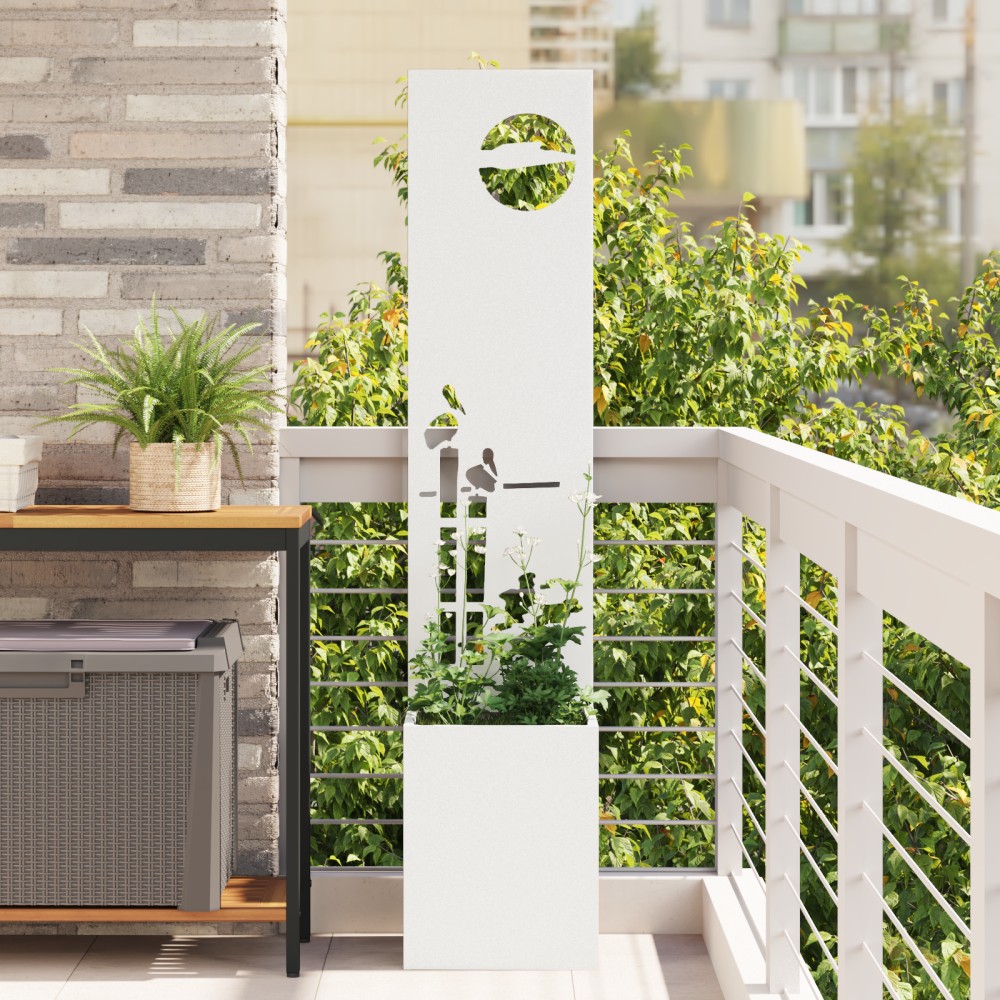 vidaXL Ghiveci de Grădină cu Panou Decorativ Alb 32 x 140 cm