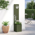 vidaXL Ghiveci de Grădină cu Panou Decorativ Olivengrønn 32 x 140 cm vidaXL Ghiveci de Grădină cu Panou Decorativ Olivengrønn 32 x 140 cm