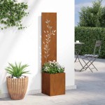 vidaXL Ecran de intimitate pentru grădină Floral Ruginit 32 x 140 cm
