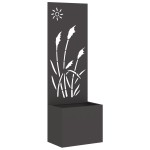 vidaXL Ghiveci de Grădină cu Panou Decorativ Negru 50 x 140 cm